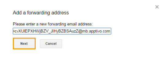 Copy paste the forwarding email address