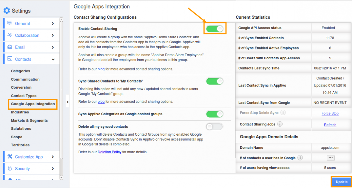 enable contact sharing