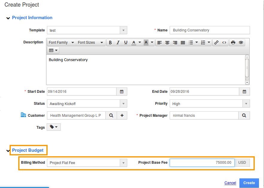 how to create a project budget