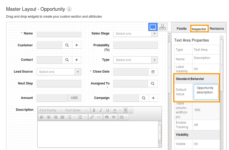 How do I set Default Value for the Text Area in CRM Apps?