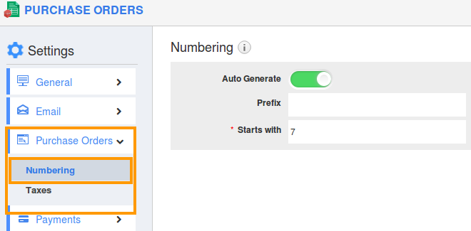 purchase order number