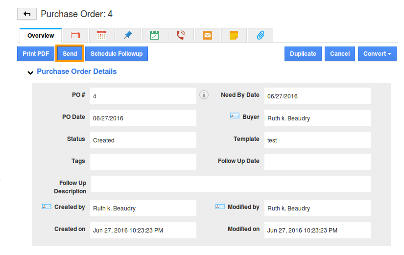 How do I Send Purchase Order to Supplier? Apptivo FAQ