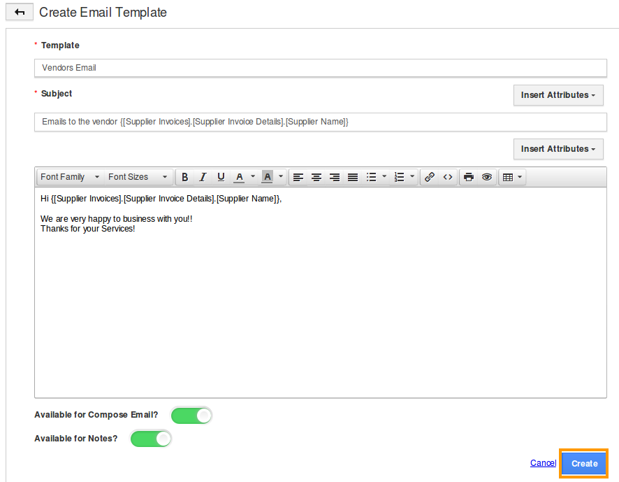 how do i setup custom email templates for supplier invoices how to create custom email templates