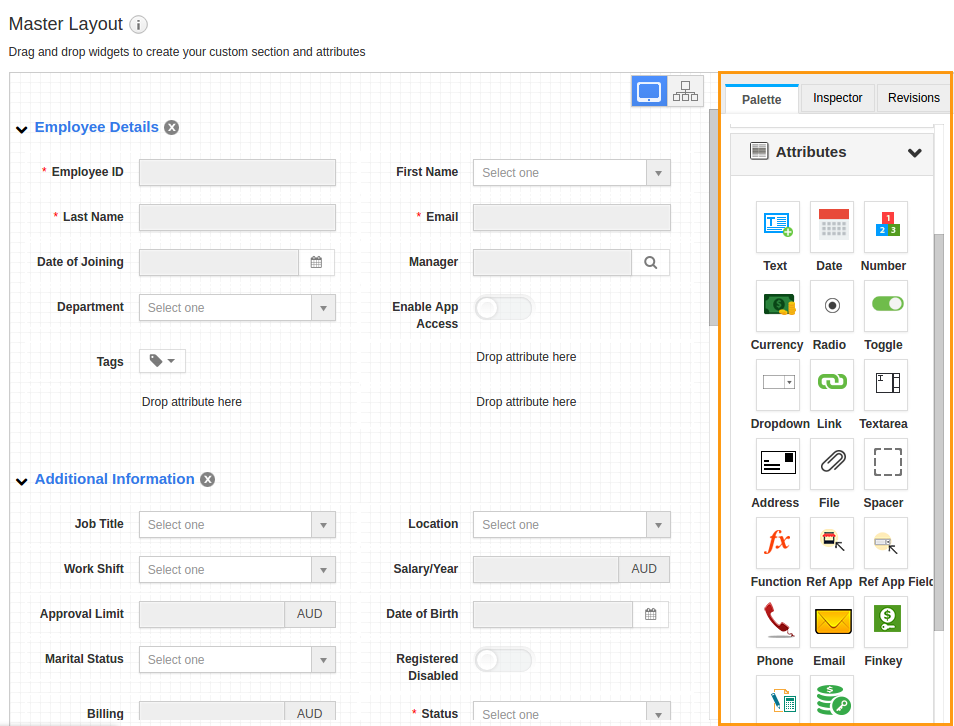 custom attributes in employees app employee attributes
