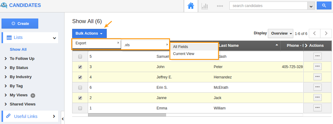 How do I Export My Candidates to a Excel List? | Apptivo FAQ