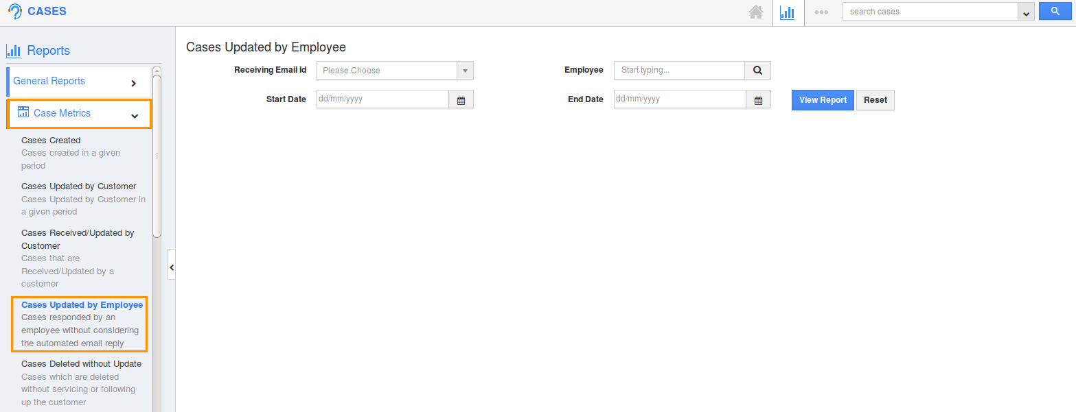 How do I Generate Number of Cases Updated by Employees Report?