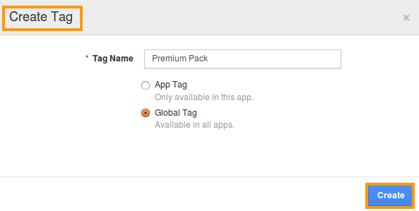create tag popup
