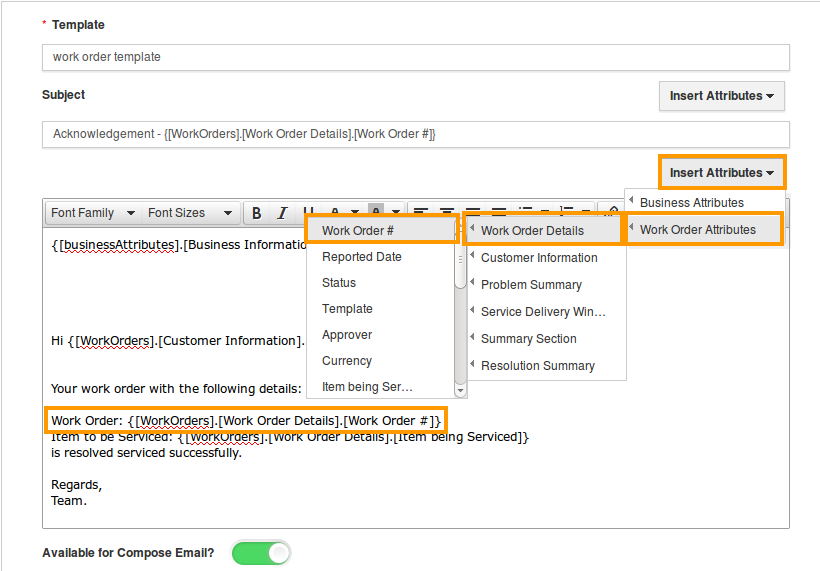 insert default attributes