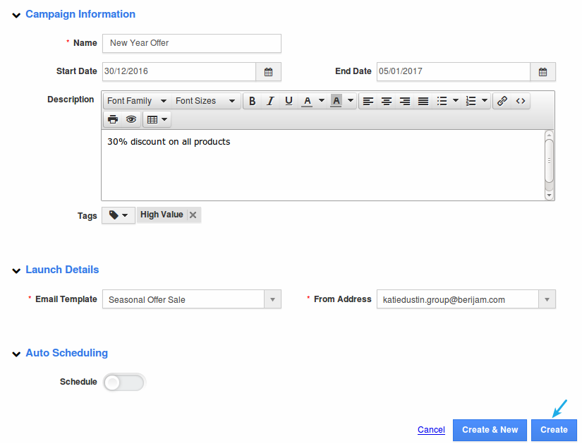 create new campaign