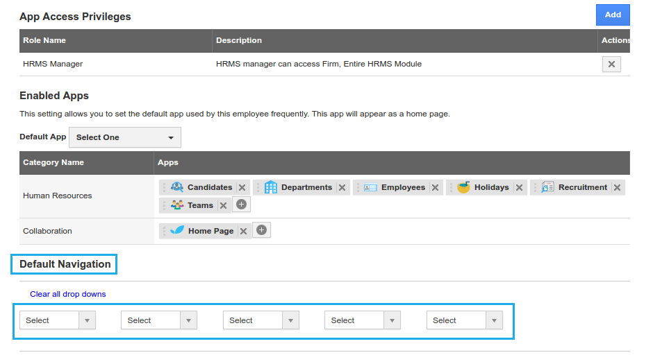 How do I Set the Default Navigation for My Employees? Apptivo FAQ