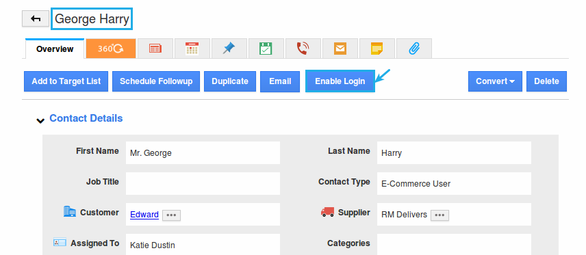 click on enable login