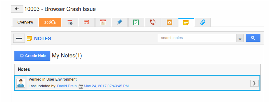 notes created in cases app