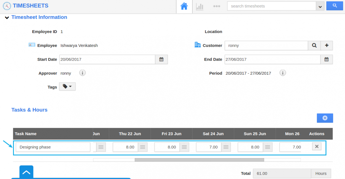 Create new timesheet