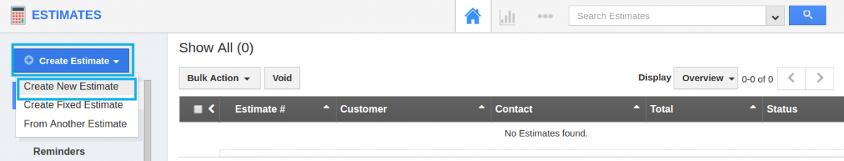 create new estimate