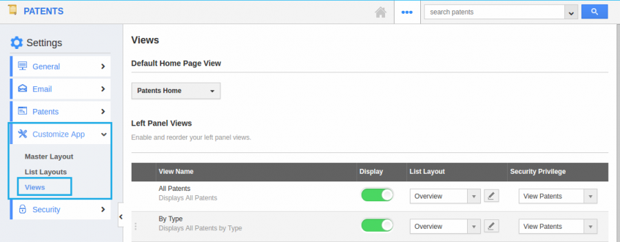 customize view