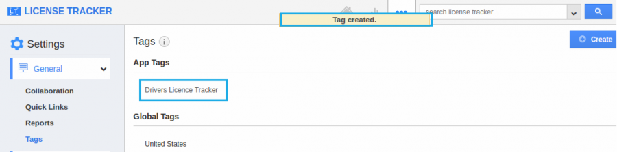 created tags