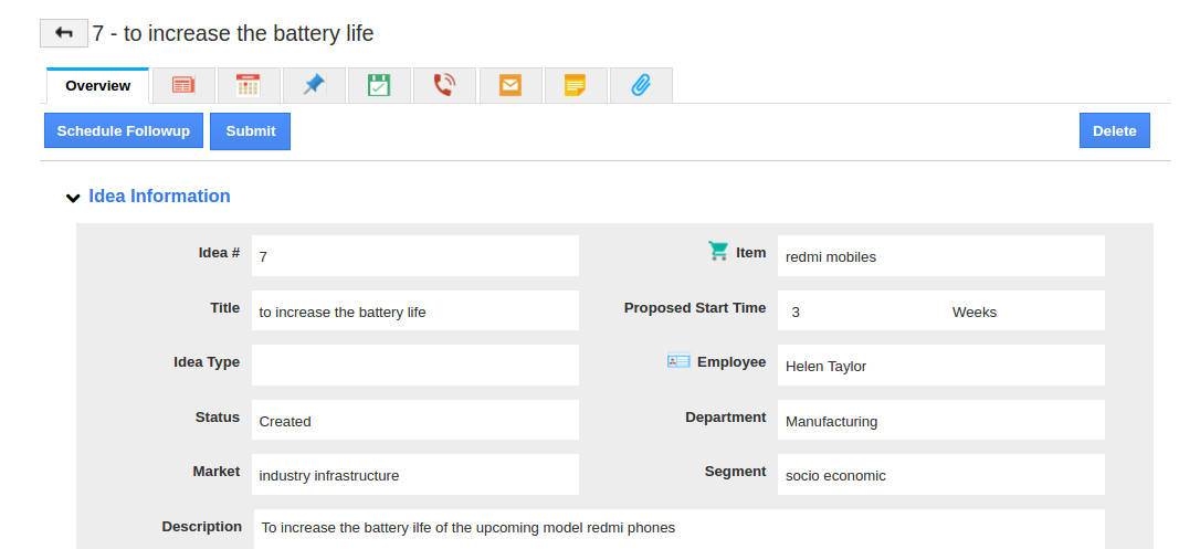 overview page