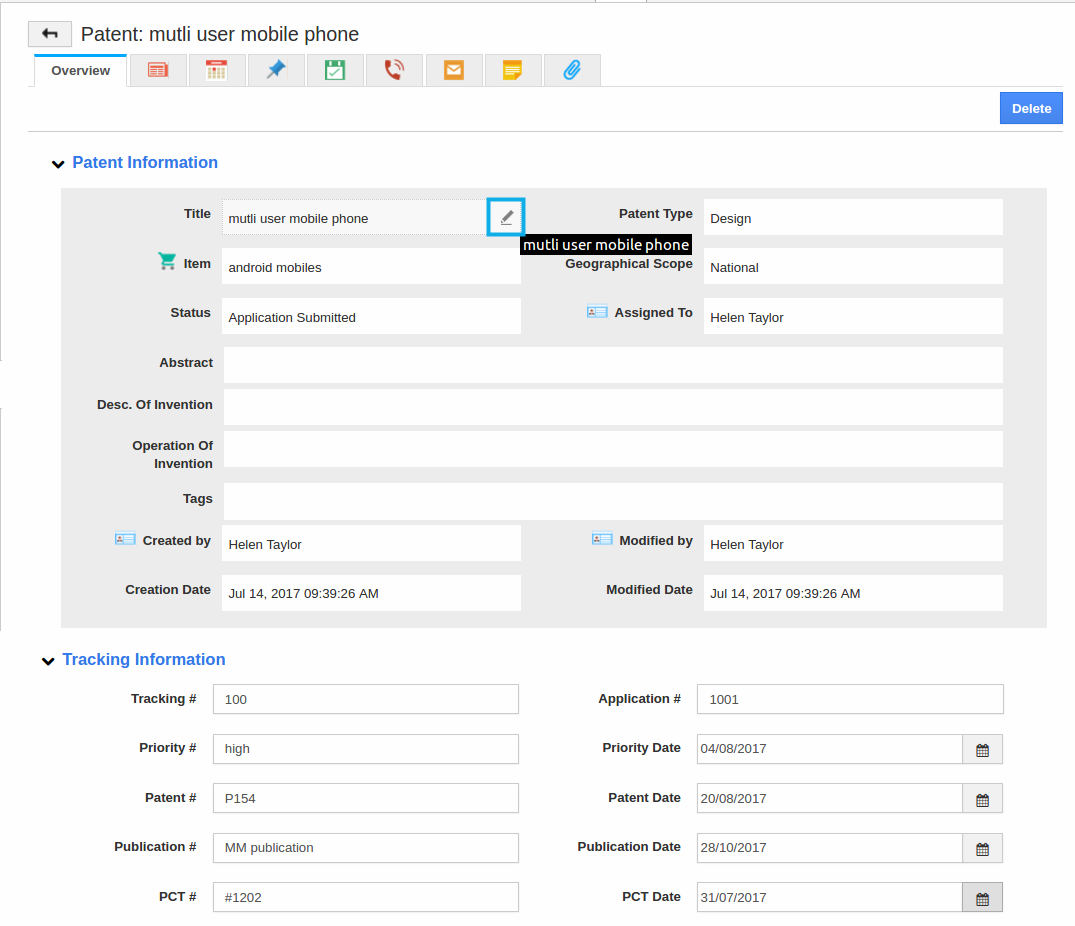 edit information