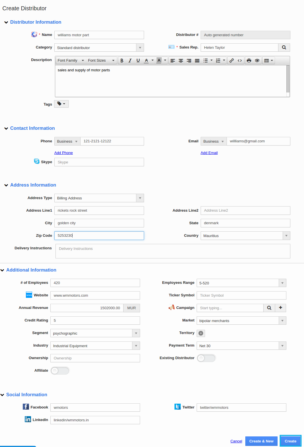create distributor 