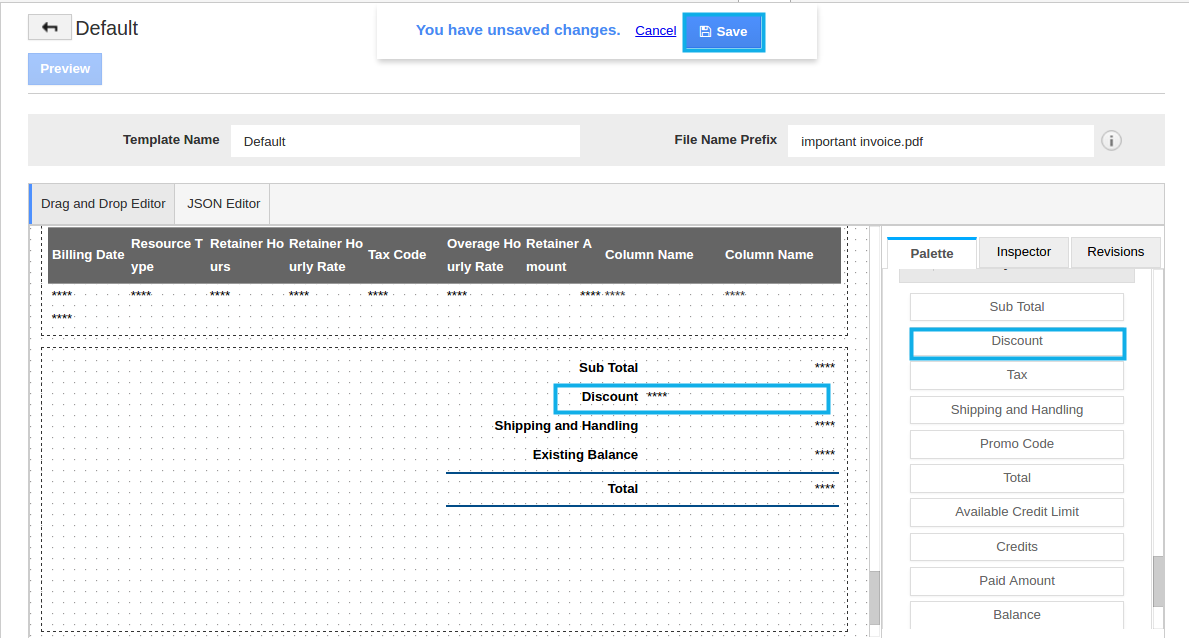 How do I Insert Discount Field in the Invoice PDF?