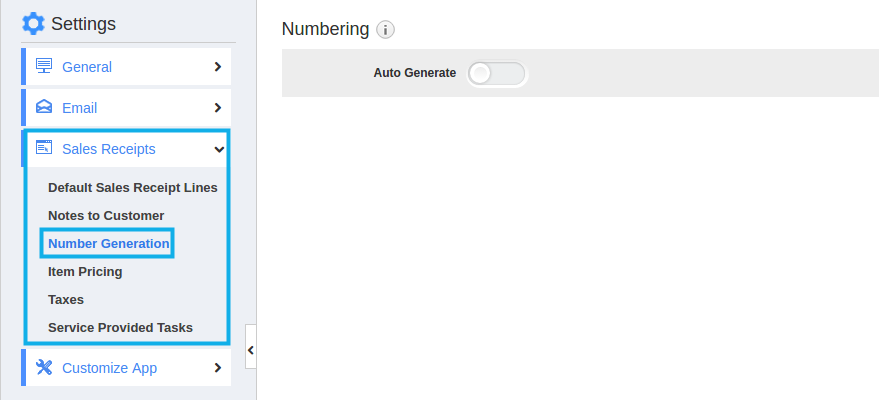 sales receipt number generation