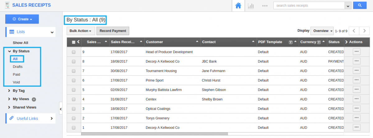 Distribute a Sales Receipt | Apptivo FAQ