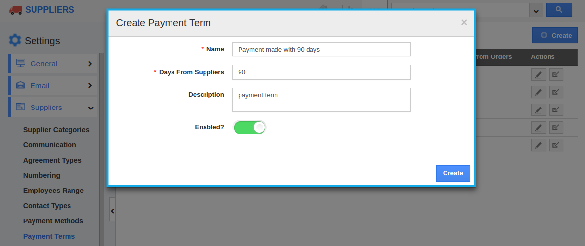 create payment term
