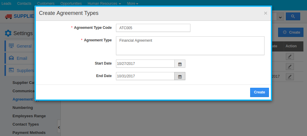 create agreement type