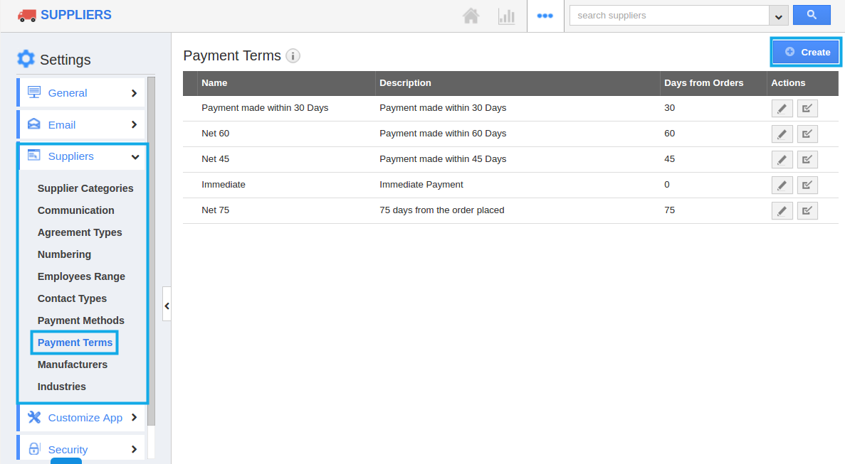 payment terms