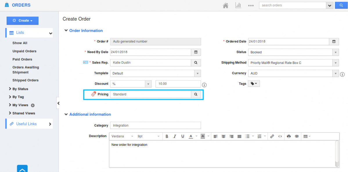 pricing at header level