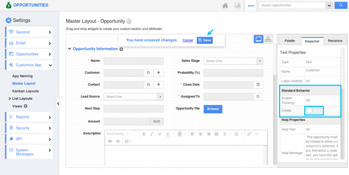 disable create toggle 