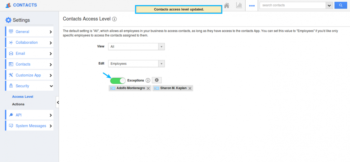 exception toggle