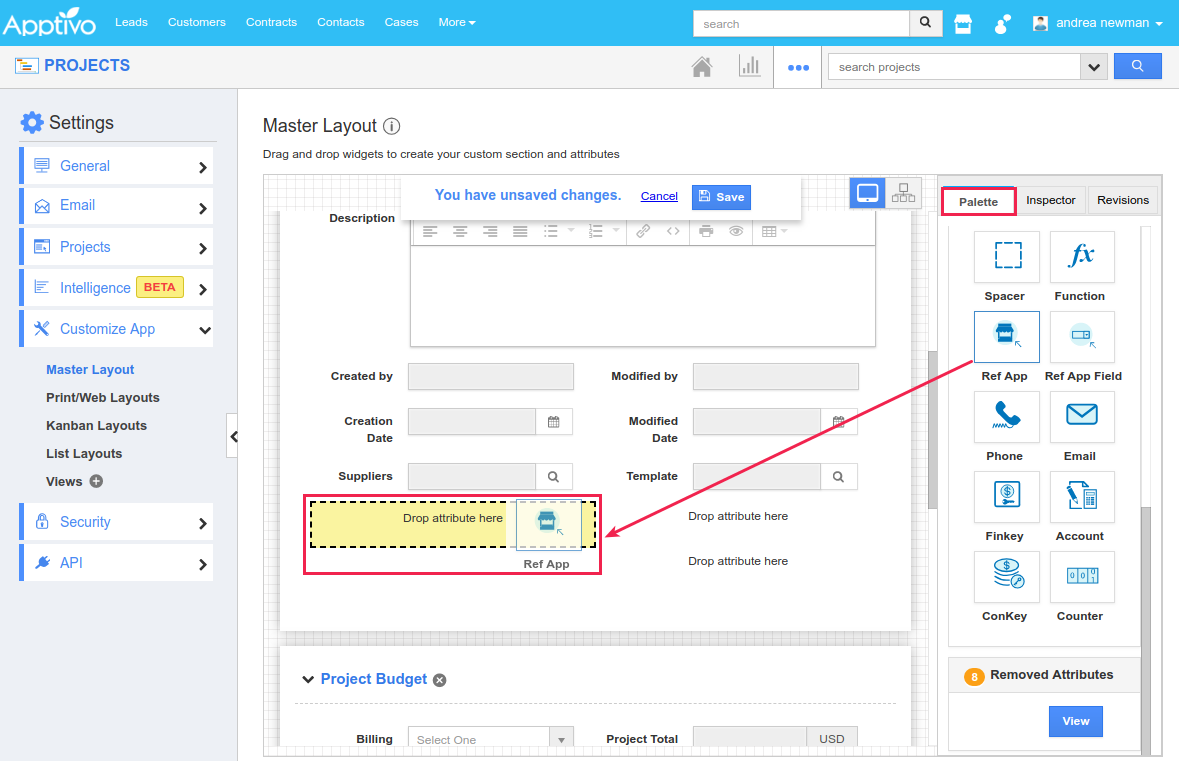 drag and drop ref app in projects