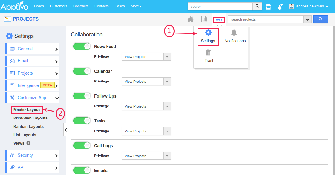 projects master layout