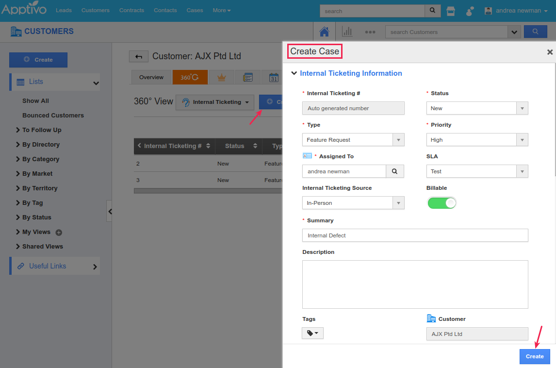 create extended case record