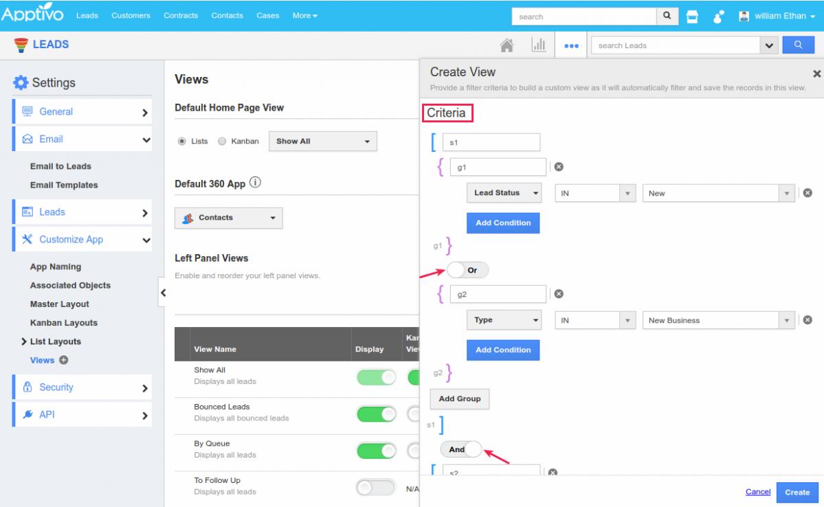 enter custom view criteria enter custom view criteria