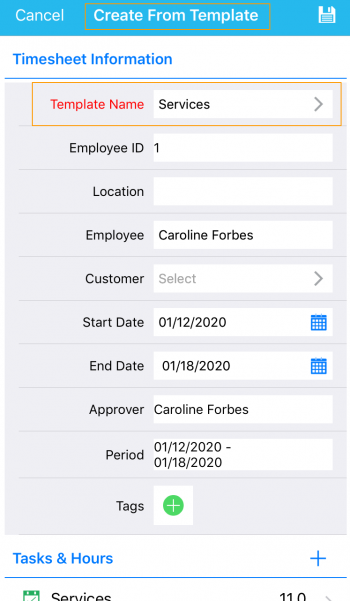 Create New Timesheet