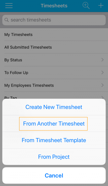 Create from Another Timesheet