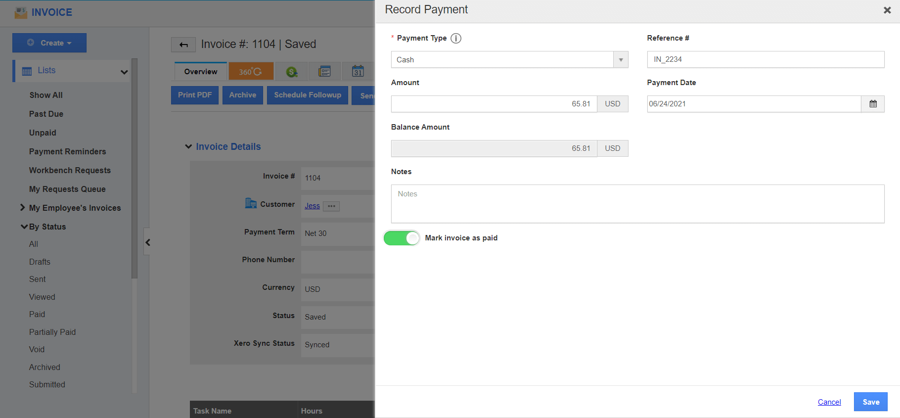 Invoice-RecordPayment