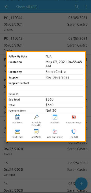 Introduced Mobile List Layout for Purchase Orders