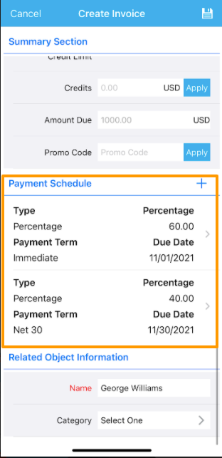 Introduced Payment Schedule Option in Invoice App